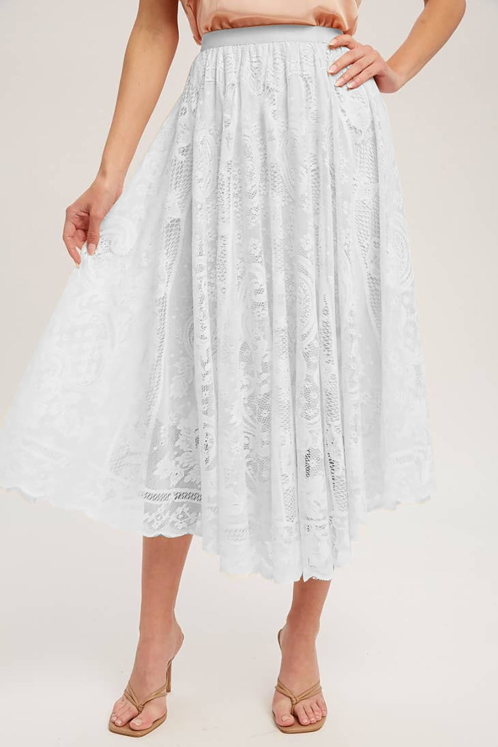 Lace High Waist Midi Skirt - Parsifale