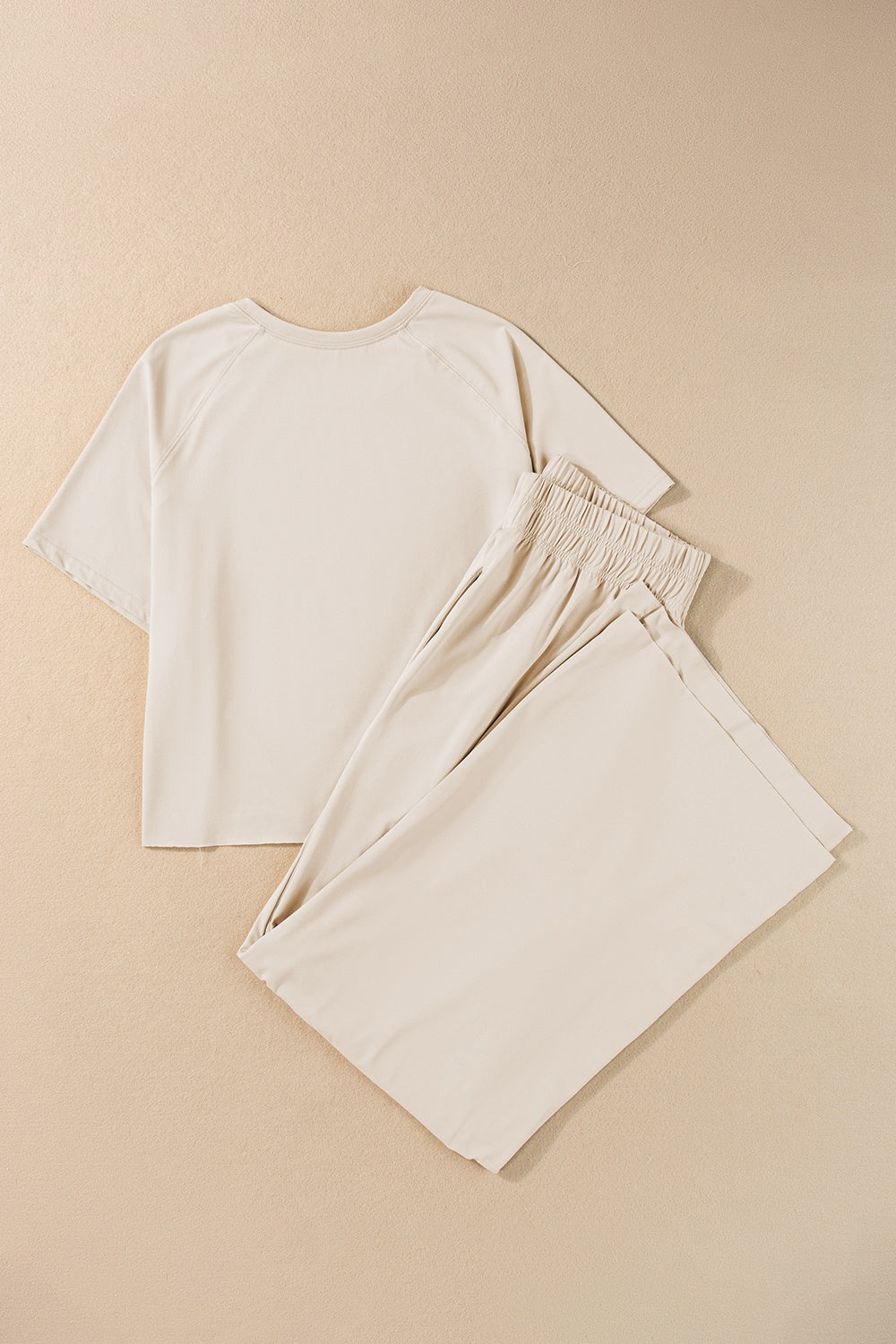 Round Neck Short Sleeve Top and Pants Set - Parsifale