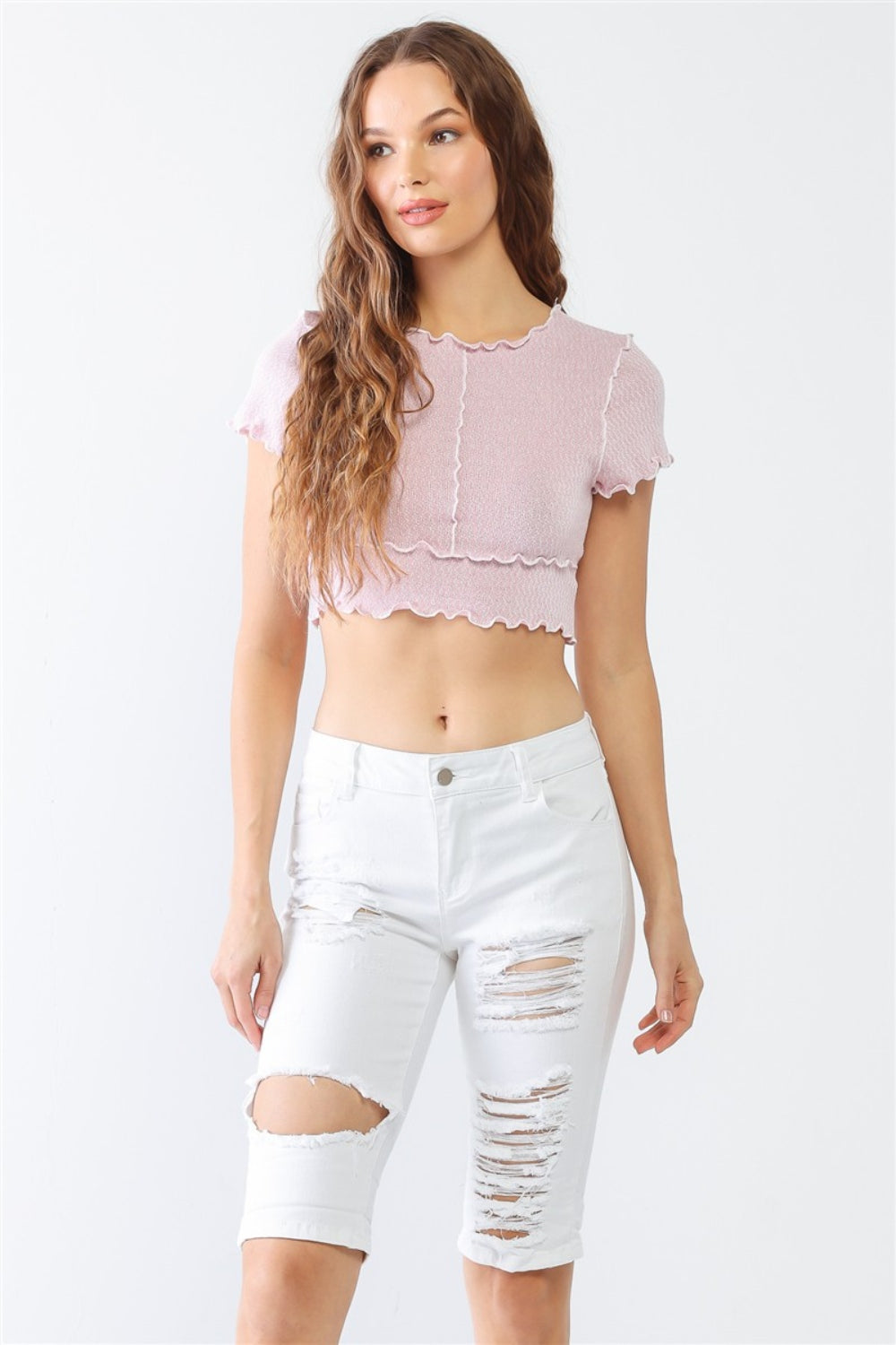 LITZ LA Distressed Bermuda Denim Shorts - Parsifale