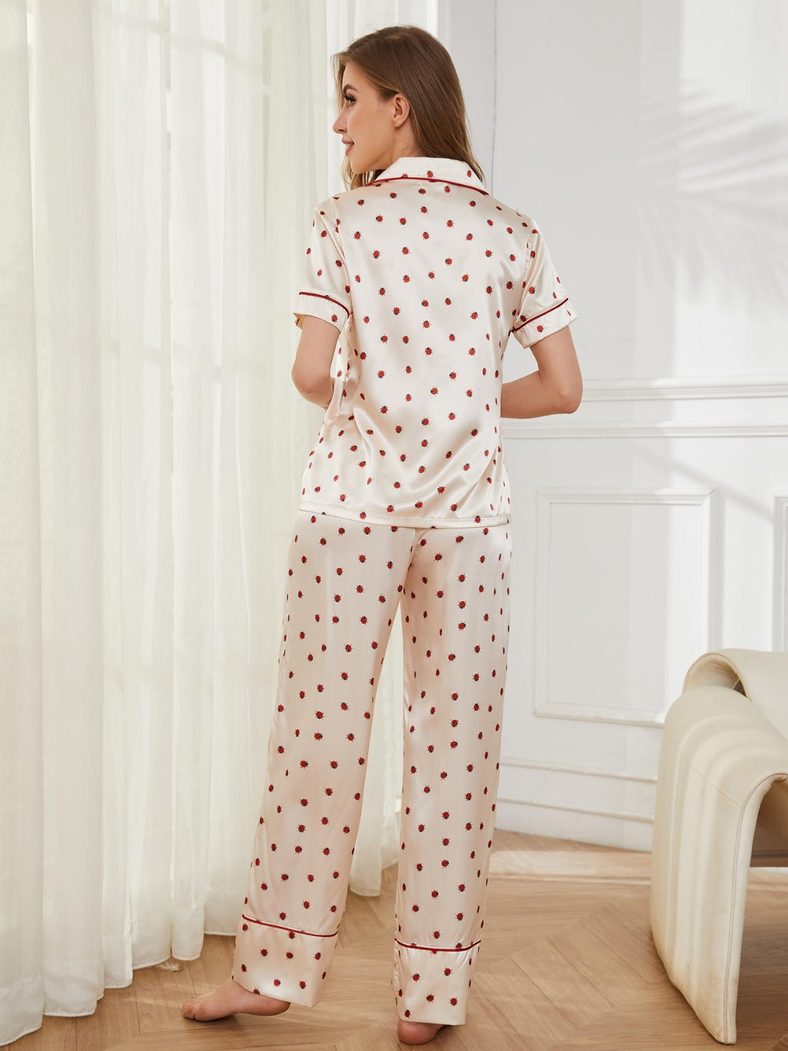 Contrast Piping Pocketed Top and Pants Lounge Set - Parsifale