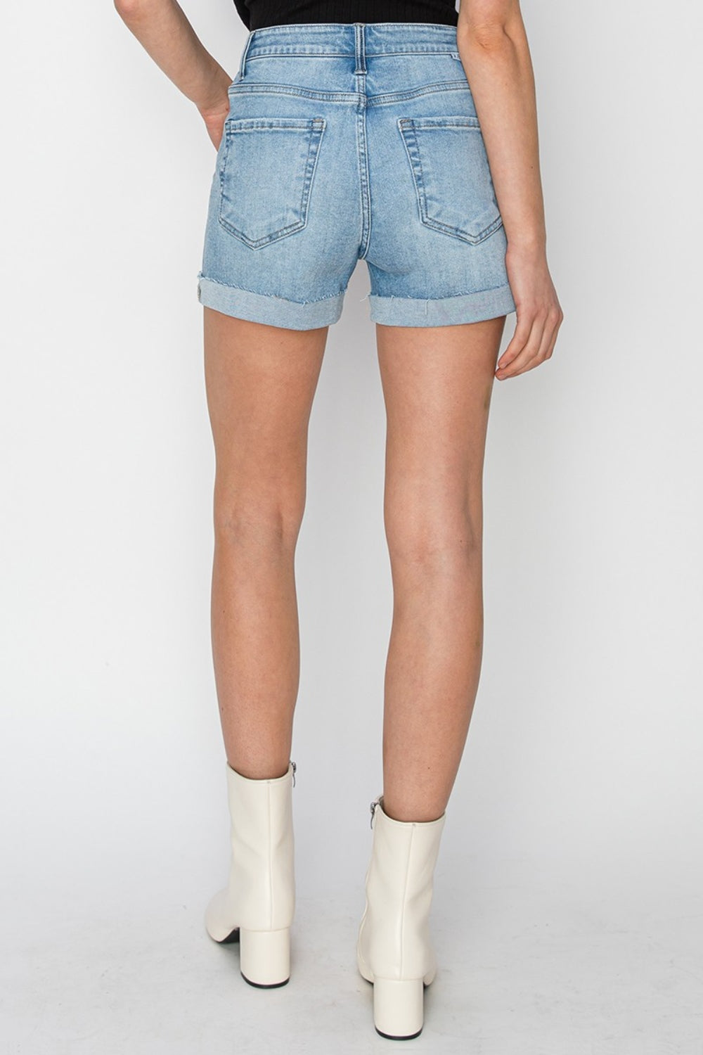 RISEN Distressed Mid-Rise Waist Denim Shorts - Parsifale