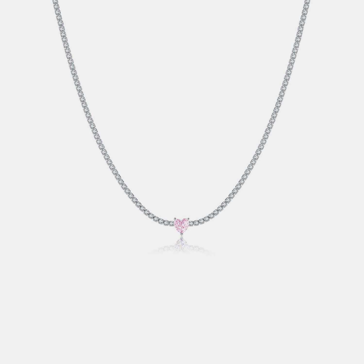 Inlaid Zircon Heart 925 Sterling Silver Necklace