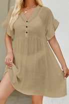 V-Neck Flounce Sleeve Cover-Up Dress - Parsifale