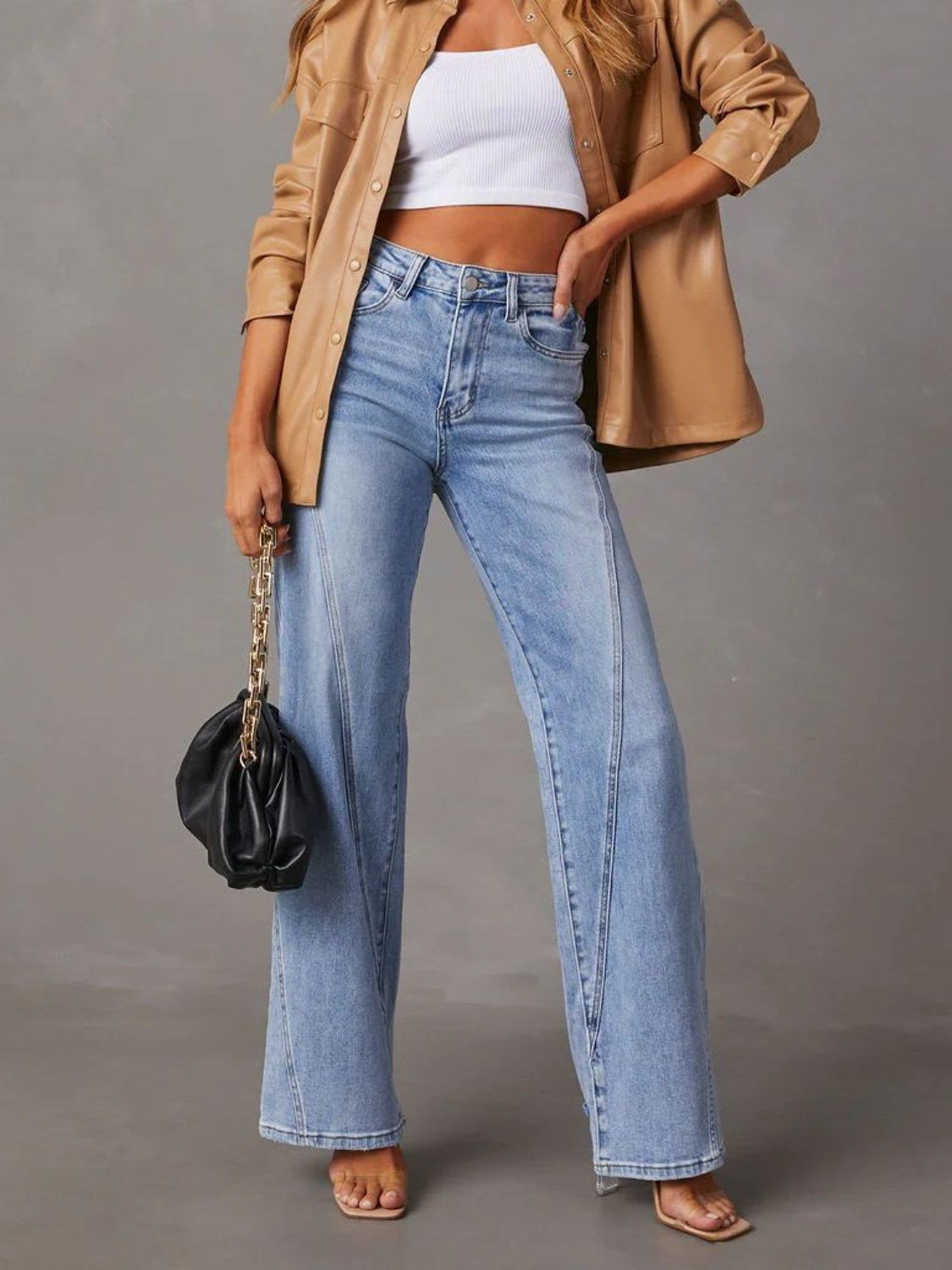 High Waist Straight Jeans with Pockets - Parsifale