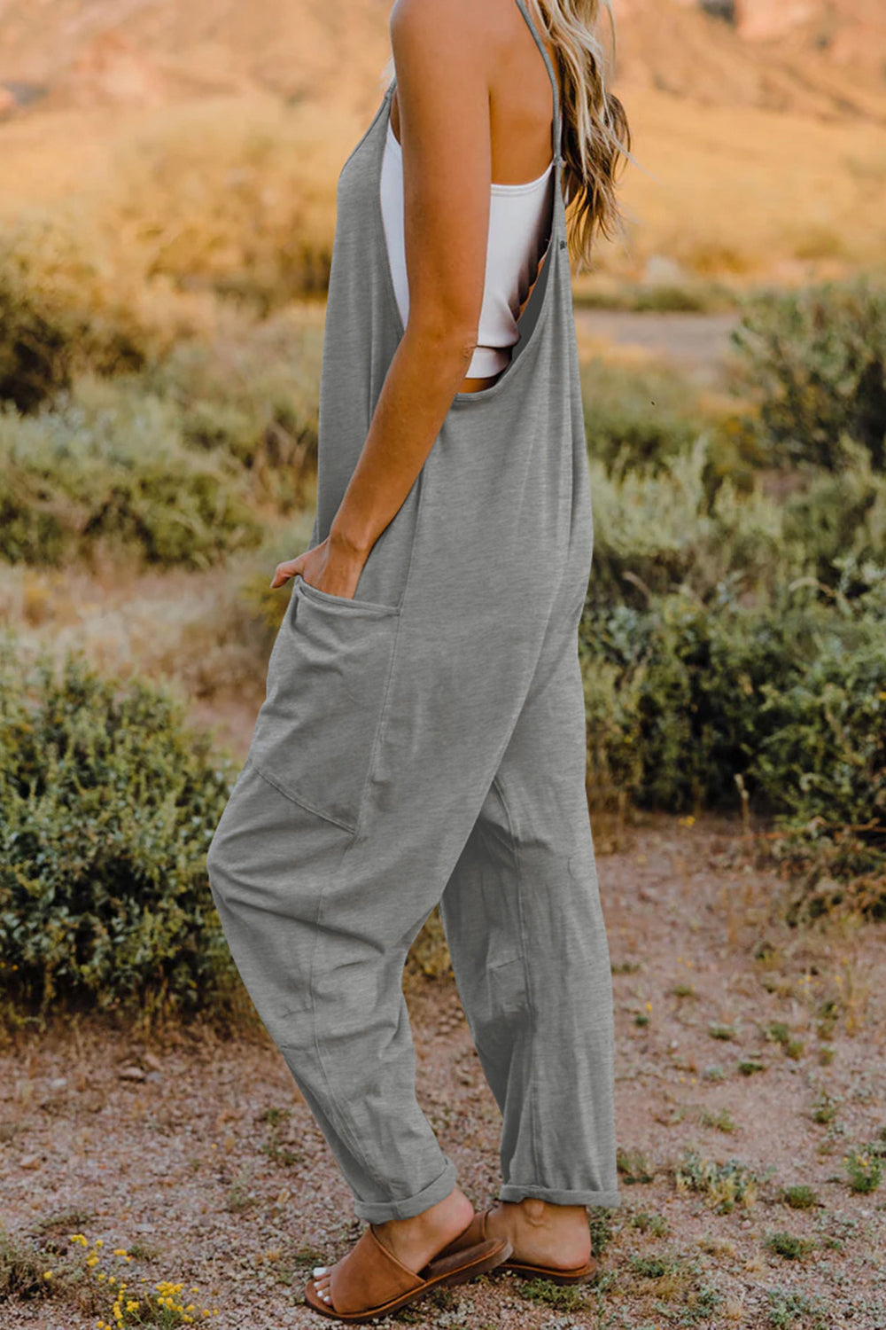 Double Take Full Size V-Neck Sleeveless Jumpsuit with Pockets - Parsifale