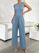 Round Neck Sleeveless Wide Leg Jumpsuit - Parsifale