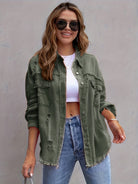 Distressed Drop Shoulder Denim Jacket - Parsifale