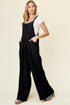 Double Take Full Size Texture Wide Strap Wide Leg Overall - Parsifale