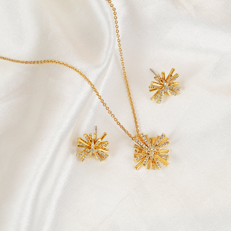 Starburst Gold-Plated Earrings and Necklace Set - Parsifale