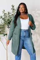 Basic Bae Full Size Hooded Sweater Cardigan - Parsifale