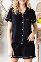 Pocketed Button Up Top and Shorts Lounge Set - Parsifale