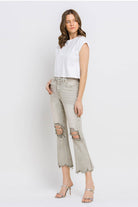 Lovervet Distressed Raw Hem Cropped Flare Jeans - Parsifale