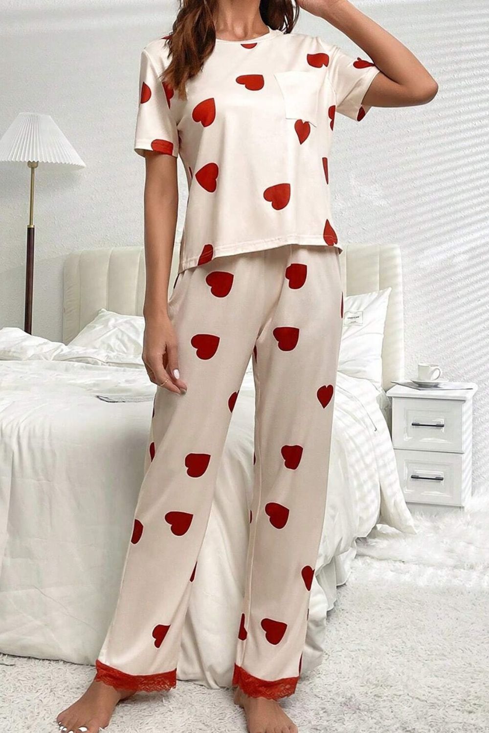 Pocketed Round Neck Top and Drawstring Pants Lounge Set - Parsifale