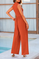 Mock Neck Sleeveless Wide Leg Jumpsuit - Parsifale