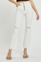 RISEN  Full Size High Rise Button Fly Straight Ankle Jeans - Parsifale