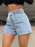 Drawstring High Waist Denim Shorts - Parsifale