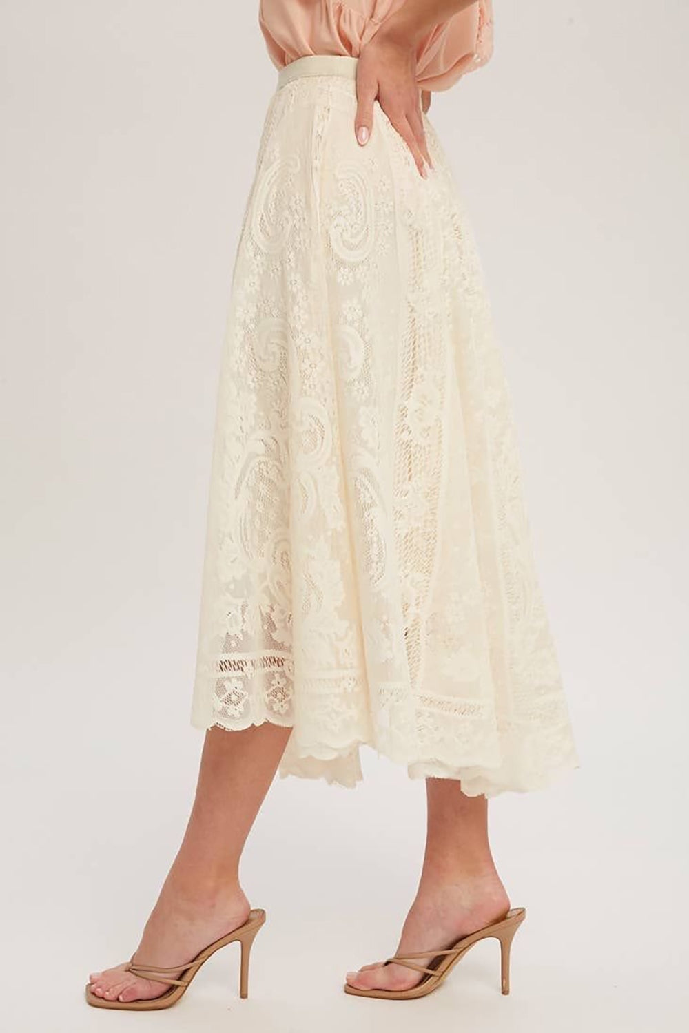 Lace High Waist Midi Skirt - Parsifale