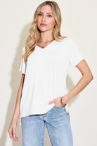 Basic Bae Bamboo Full Size V-Neck High-Low T-Shirt - Parsifale