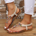 Beaded PU Leather Open Toe Sandals - Parsifale