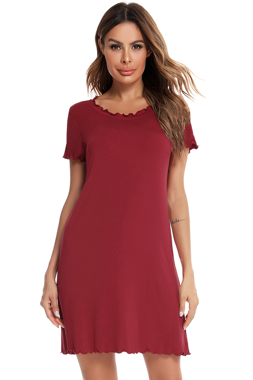 Round Neck Short Sleeve Lounge Dress - Parsifale