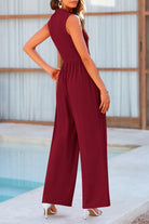 Mock Neck Sleeveless Wide Leg Jumpsuit - Parsifale