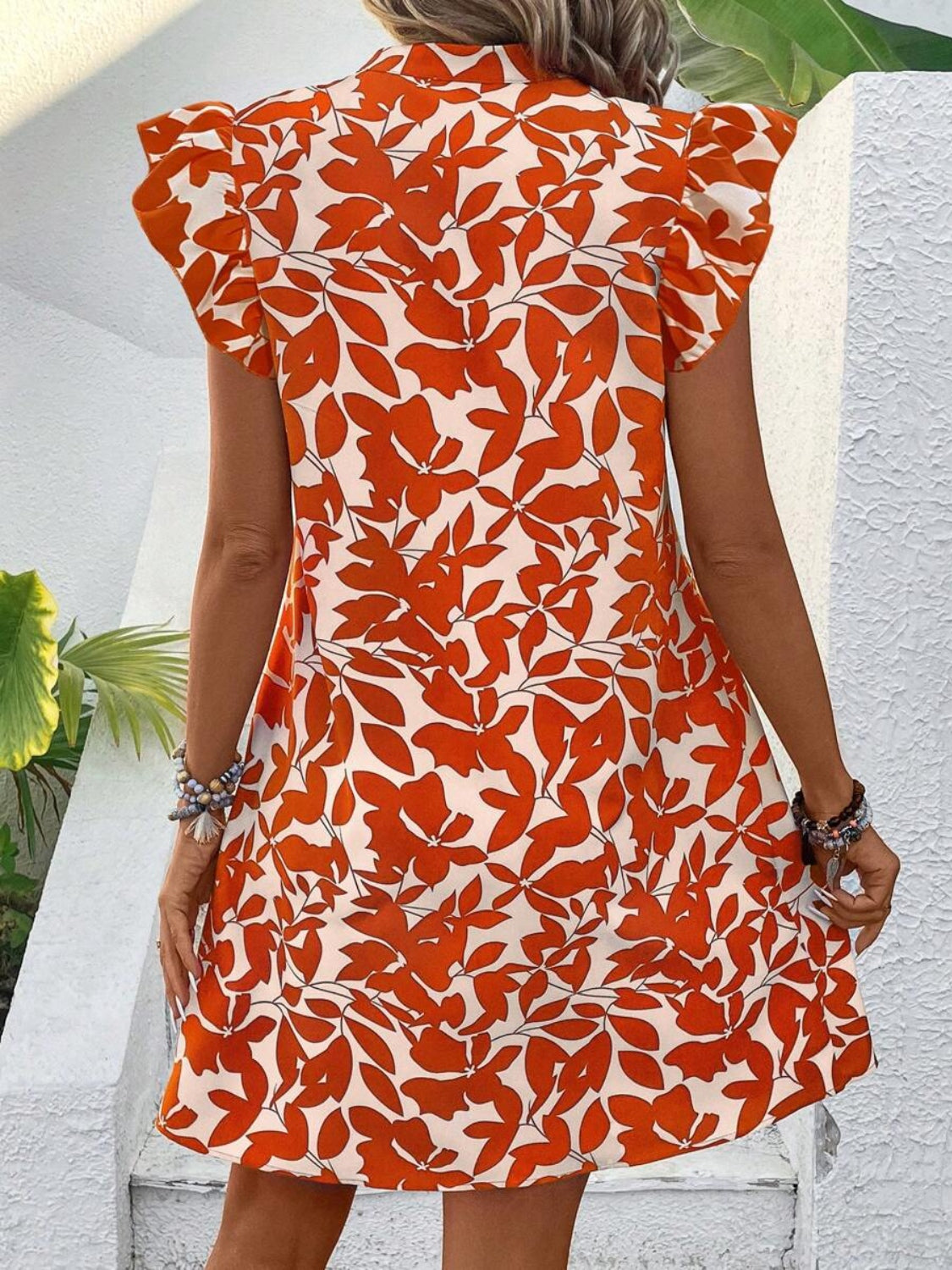 Printed Notched Cap Sleeve Mini Dress - Parsifale