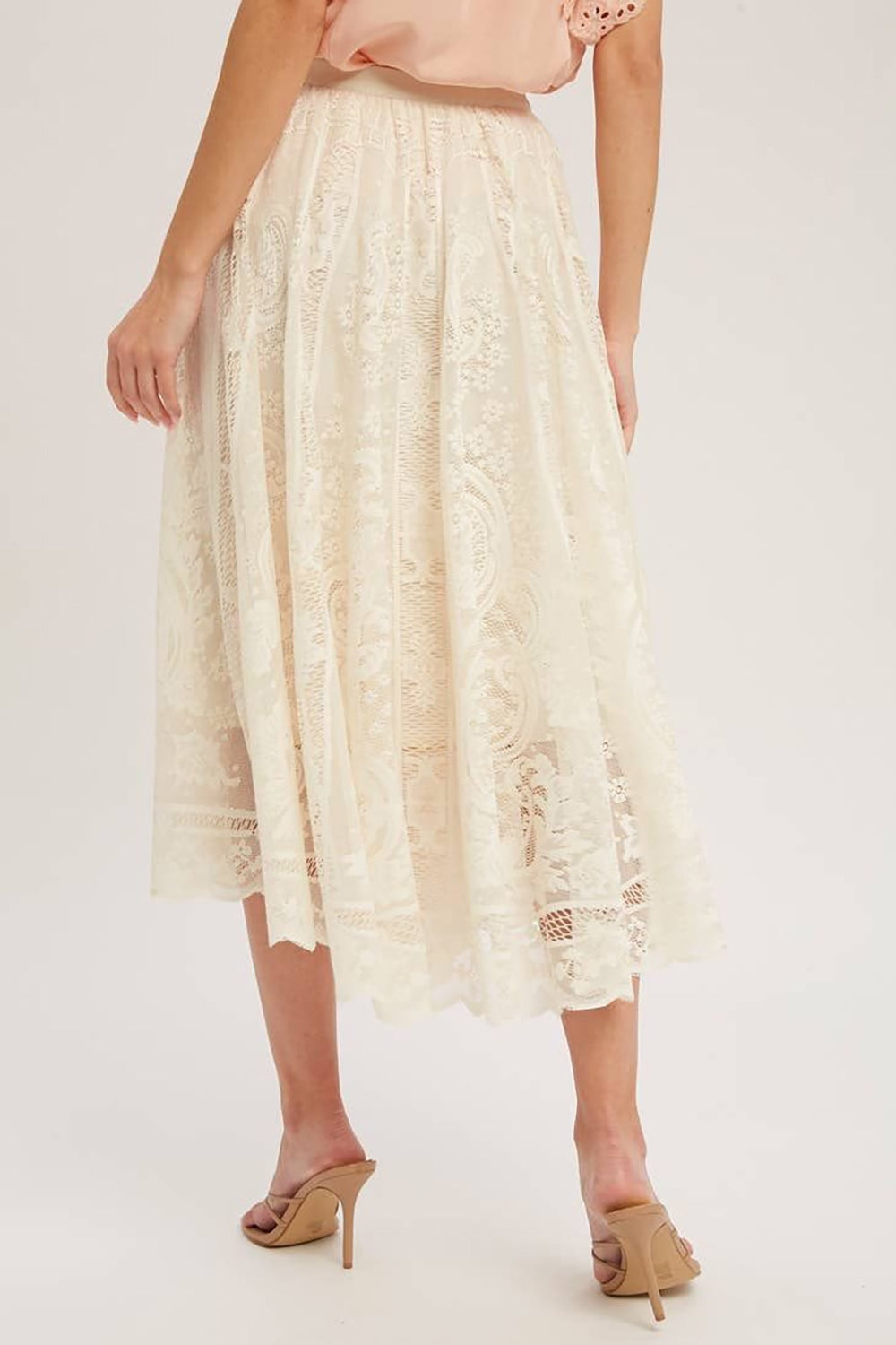 Lace High Waist Midi Skirt - Parsifale