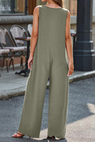 Full Size V-Neck Wide Strap Jumpsuit - Parsifale