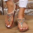 Beaded PU Leather Open Toe Sandals - Parsifale