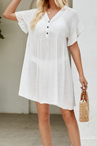 V-Neck Flounce Sleeve Cover-Up Dress - Parsifale