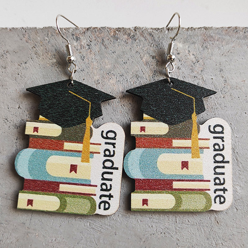 School Theme Wooden Dangle Earrings