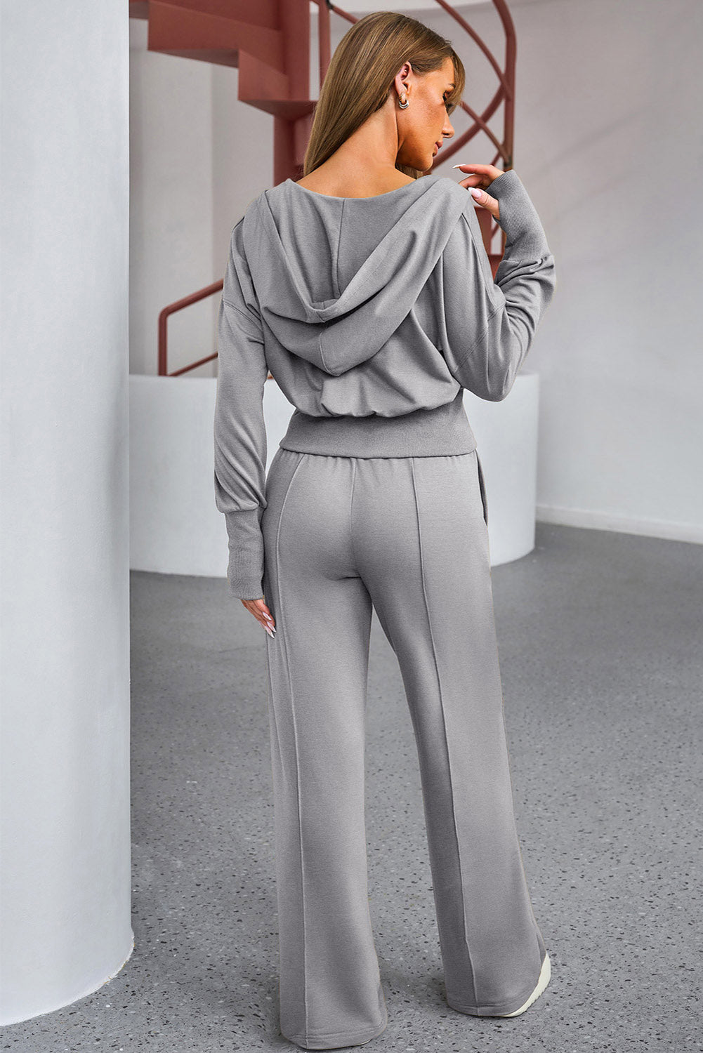 Dropped Shoulder Hoodie and Drawstring Pants Active Set - Parsifale