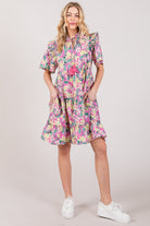 SAGE + FIG Floral Ruffle Short Sleeve Dress - Parsifale