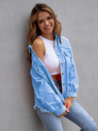 Distressed Drop Shoulder Denim Jacket - Parsifale