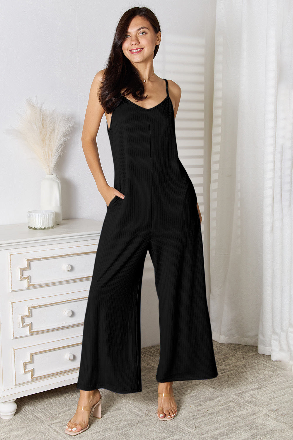 Basic Bae Full Size Spaghetti Strap V-Neck Jumpsuit - Parsifale