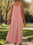 Striped Tie Neck Midi Cami Dress - Parsifale