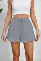 Full Size Drawstring Ruffle Hem Shorts - Parsifale