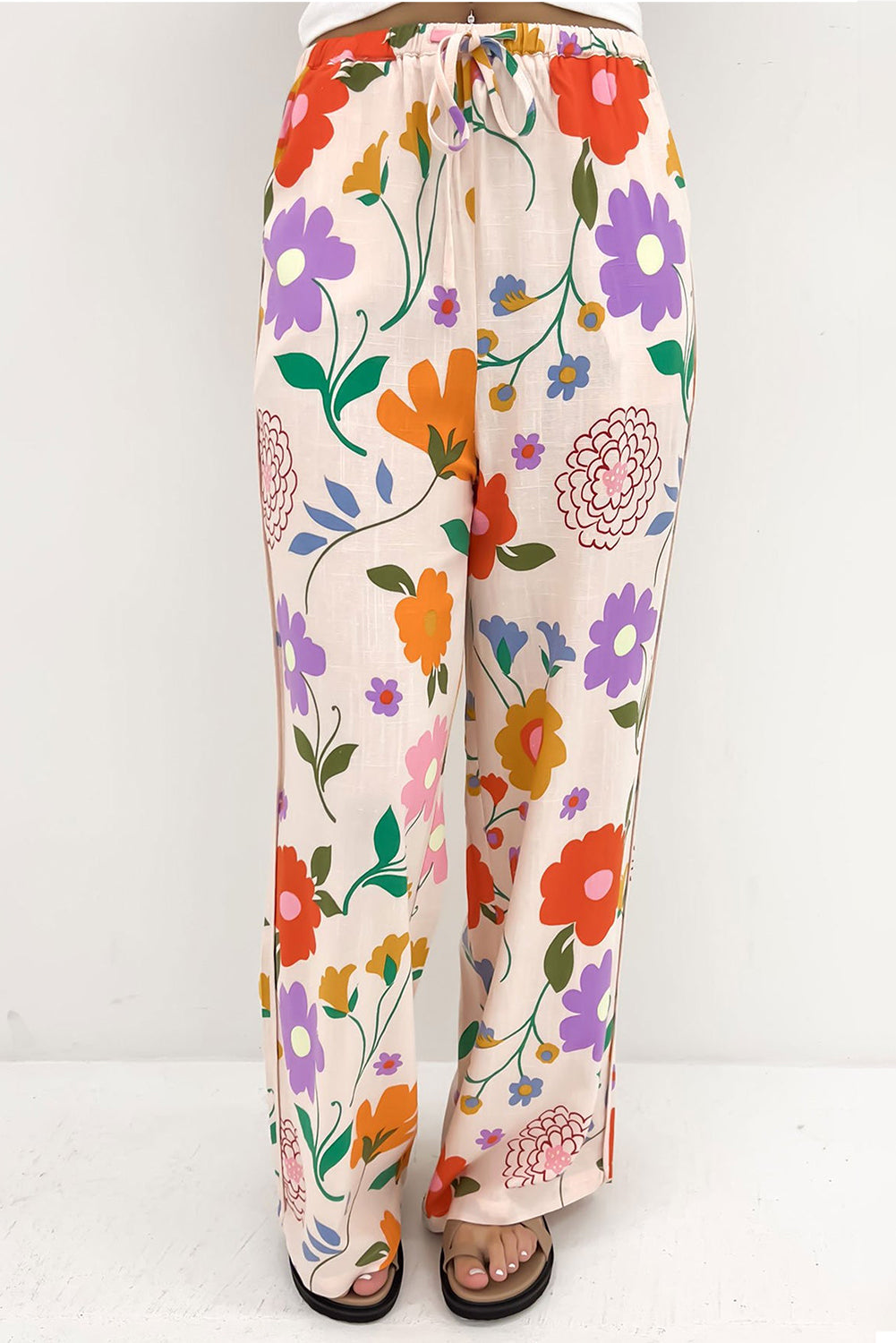 Drawstring Printed Pants with Pockets - Parsifale