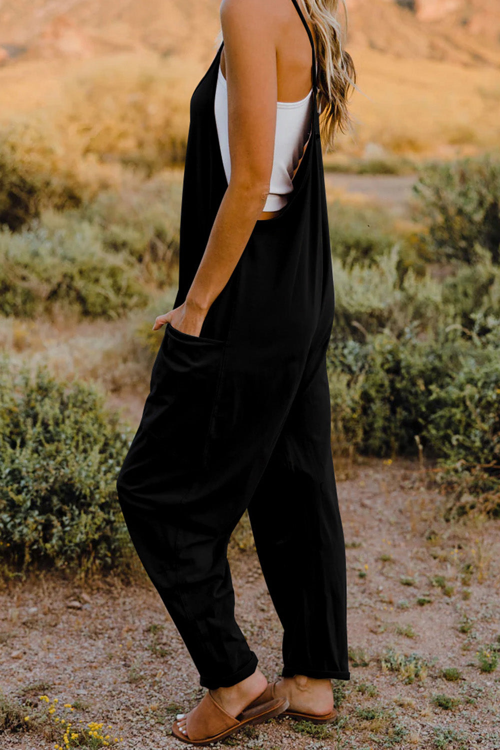 Double Take Full Size V-Neck Sleeveless Jumpsuit with Pockets - Parsifale