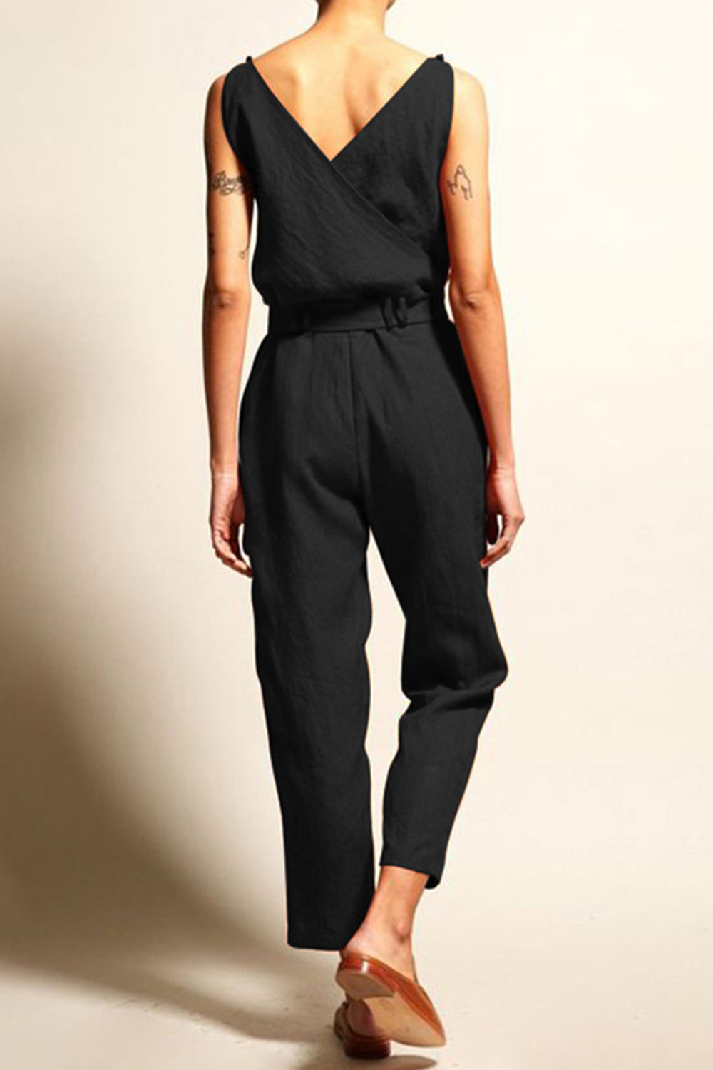 Full Size Surplice Sleeveless Jumpsuit - Parsifale