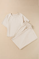 Round Neck Short Sleeve Top and Pants Set - Parsifale