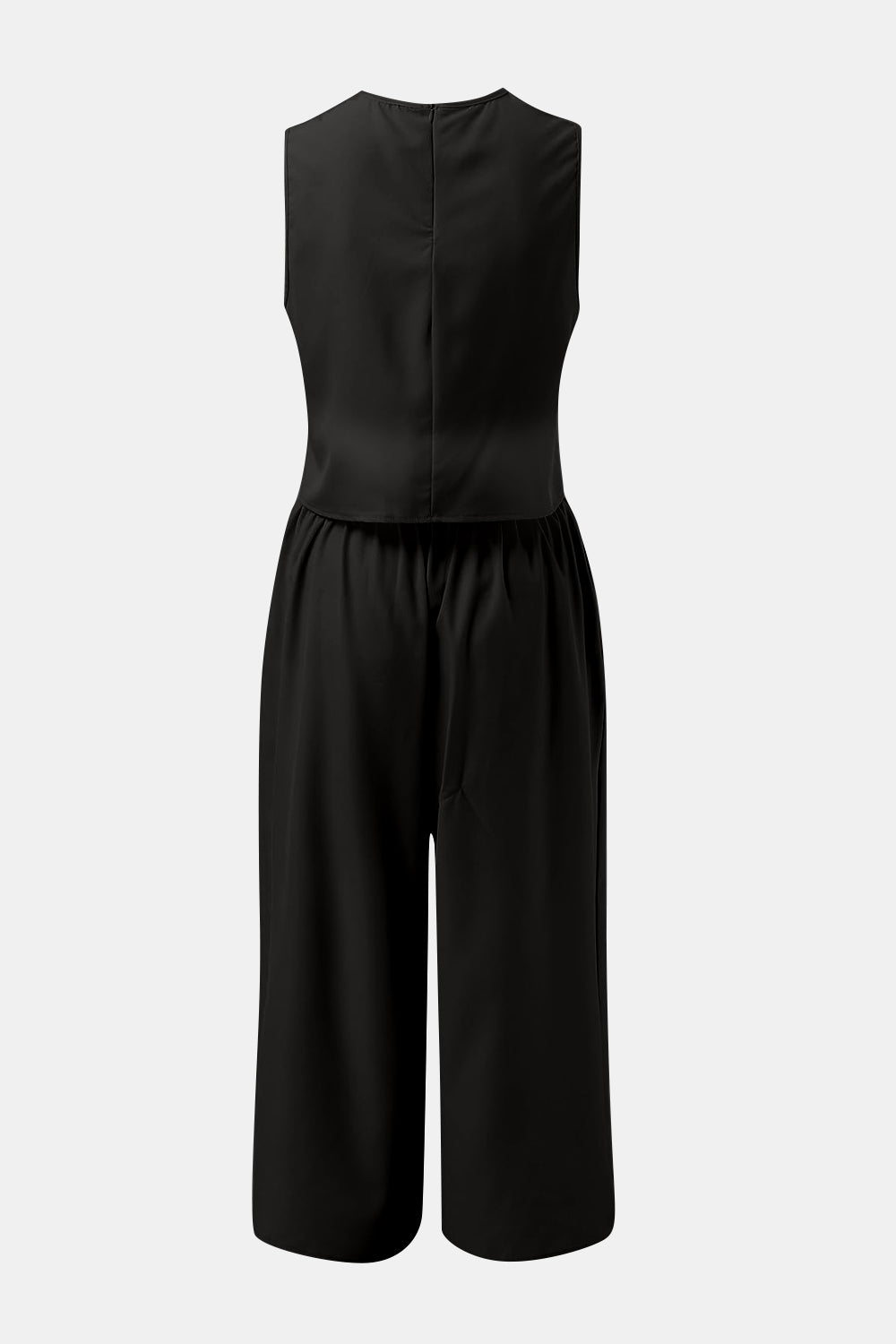 Round Neck Top and Wide Leg Pants Set - Parsifale