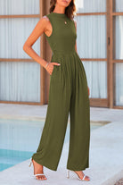 Mock Neck Sleeveless Wide Leg Jumpsuit - Parsifale