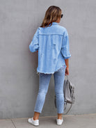 Distressed Drop Shoulder Denim Jacket - Parsifale