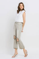 Lovervet Distressed Raw Hem Cropped Flare Jeans - Parsifale