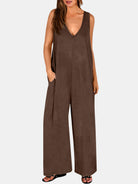 Full Size V-Neck Wide Strap Jumpsuit - Parsifale