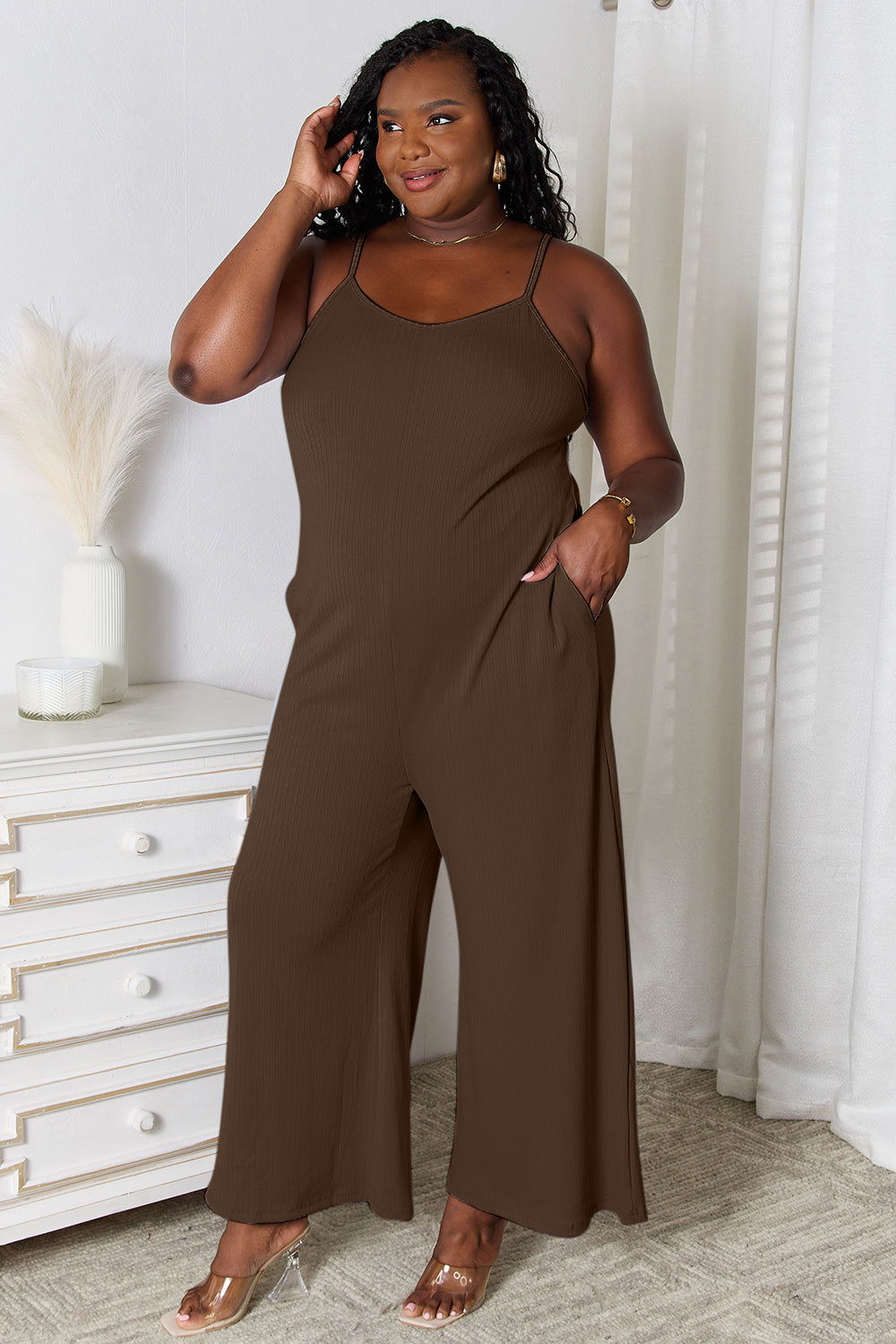 Basic Bae Full Size Spaghetti Strap V-Neck Jumpsuit - Parsifale