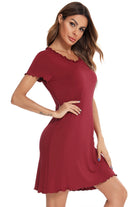 Round Neck Short Sleeve Lounge Dress - Parsifale