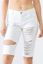 LITZ LA Distressed Bermuda Denim Shorts - Parsifale