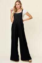 Double Take Full Size Texture Wide Strap Wide Leg Overall - Parsifale